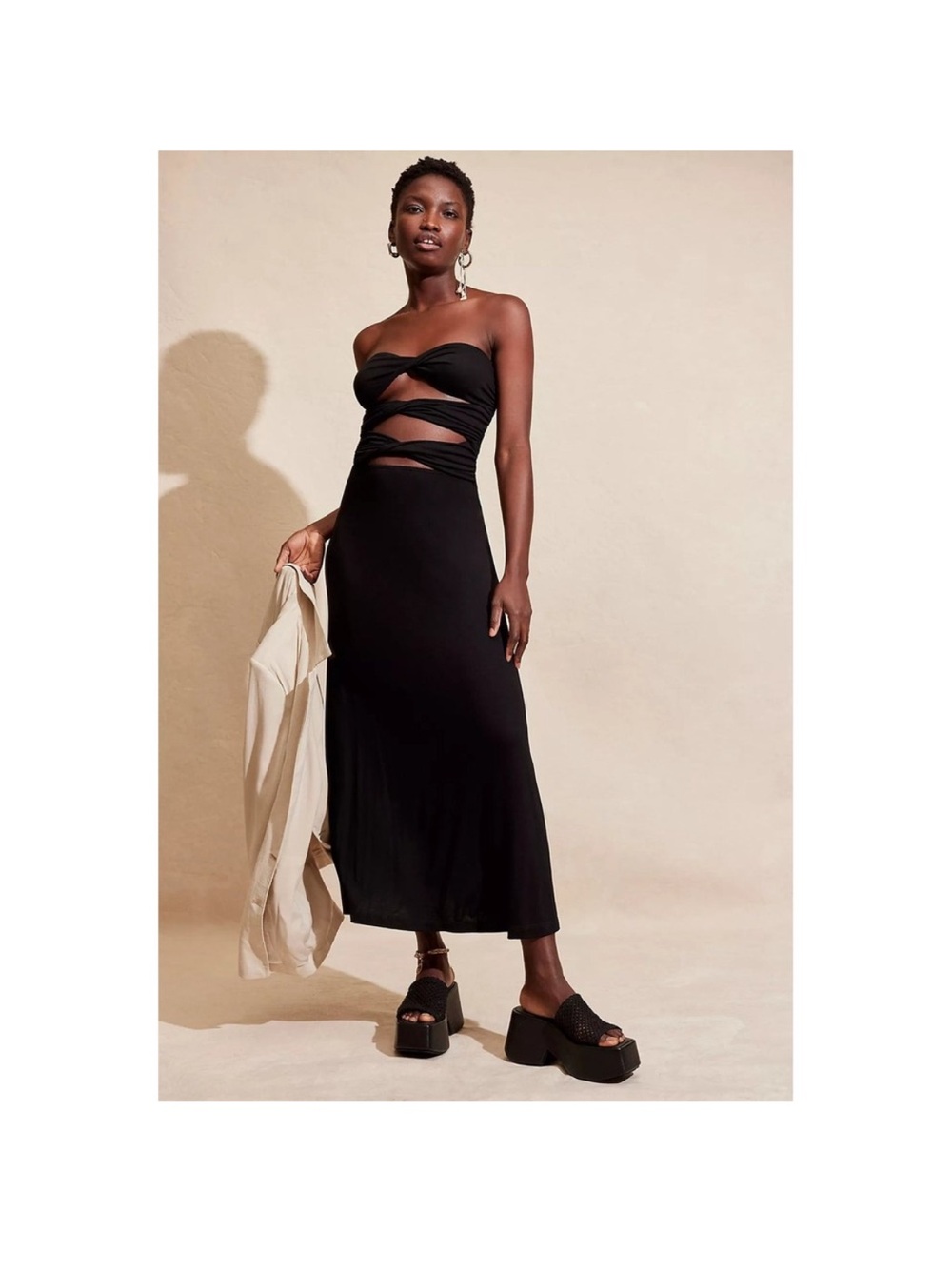 Free People strapless maxi stress with cutouts